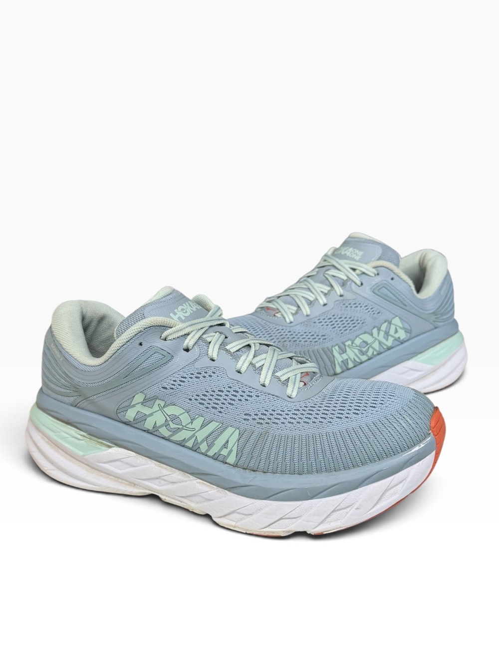 Hoka One One Bondi 7 Wide F27221I Women's Gray Green Running Shoes Sneakers 8D